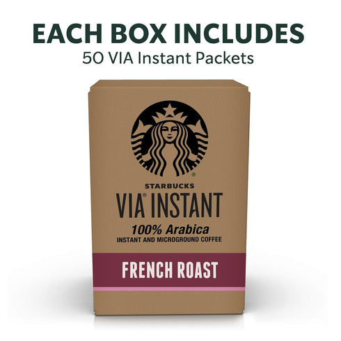100% 1 (50 packets) Starbucks VIA Instant Coffee, Dark Roast Coffee, French Roast, Arabica, box