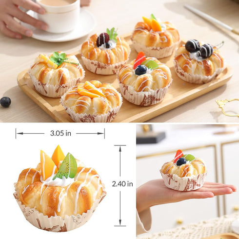 Joeabor 6 Pack Fake Cupcakes, Artificial Cupcakes for Display, Faux Cake Dcor, Realistic Fake Artificial Food