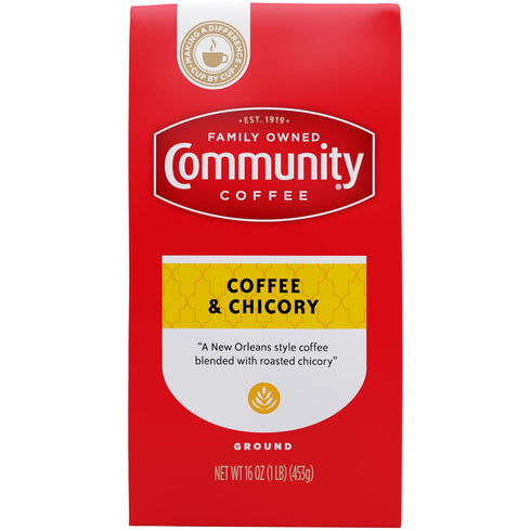 Community Coffee Coffee and Chicory Blend 16 Ounce, Medium Dark Roast Ground