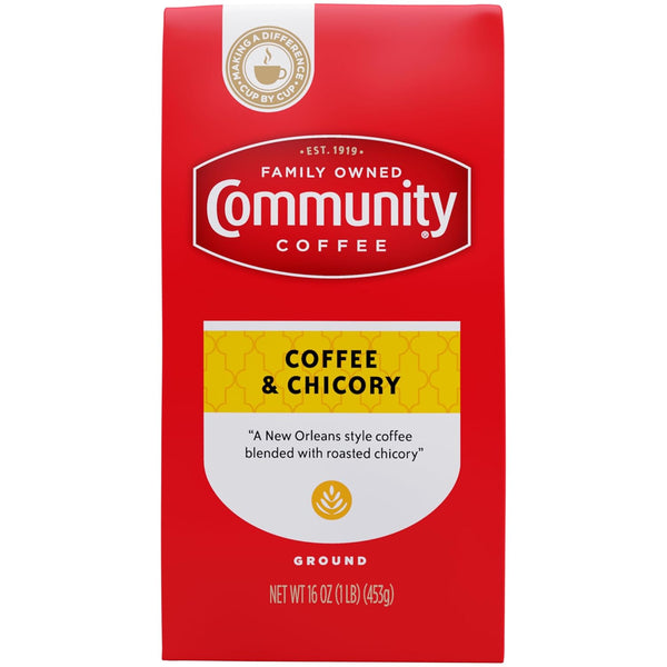 Community Coffee Coffee and Chicory Blend 16 Ounce, Medium Dark Roast Ground