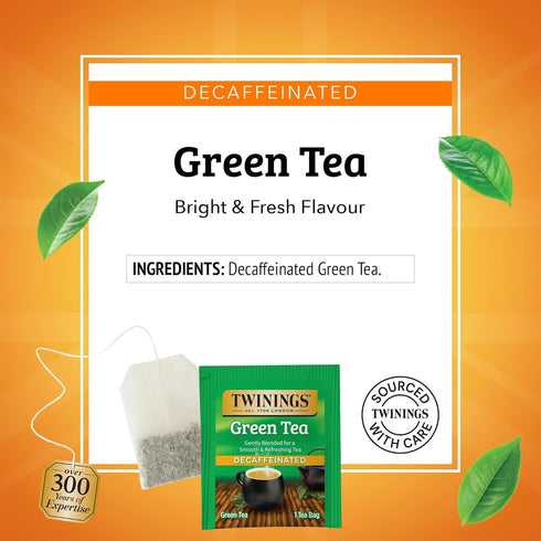 Twinings Decaffeinated Green Tea, 20 Count - Individually Wrapped Bags, Smooth Flavor, Enjoy Hot or Iced