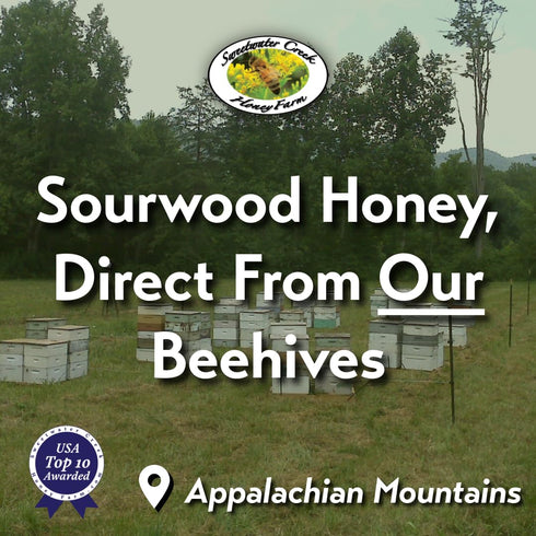 Sweetwater Creek Honey Farm 100% 32 oz 100% Sourwood Honey - Pure, Raw, & Unfiltered - - - Made From Our Beehives, U.S.