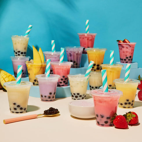 Set, 16 4 Thoughtfully, Mini Boba Pearl Party Makes Tasting Portions of Bubble Tea, Includes Flavors, Cups, Lids