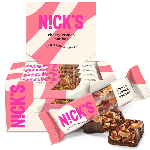 NICKS Keto Nut Bar Cherry Cashew Almond Chocolate, Keto Snack with 2g
