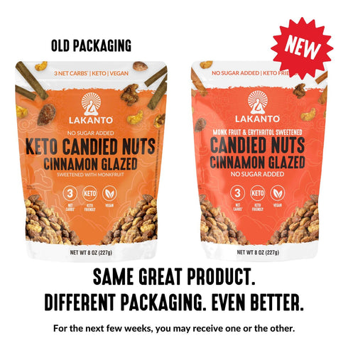 3 Lakanto Candied Nuts Cinnamon Glazed - No Sugar Added, Sweetened with Monk Fruit, Net Carbs, Keto Diet Friendly