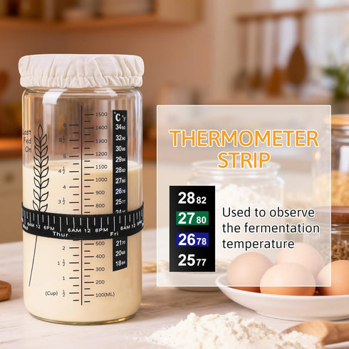 57oz 2 Pack) Premium Sourdough Starter Jar Kit, Large Capacity Sourdough Jar, Sourdough Bread Starter Kit for Perfect