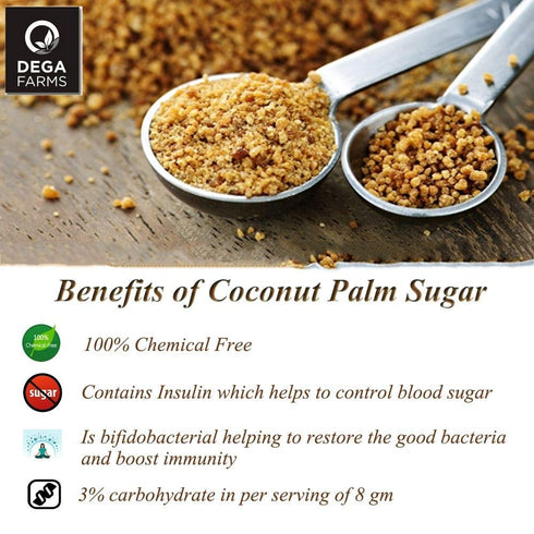 DEGA FARMS 200GM 100% Premium Natural Coconut Palm Sugar - | Made with Pure, Organic & Natural Ingredients - Sedex
