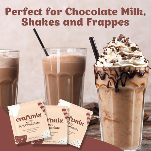 Cozy Packets 12 Pack Craftmix Hot Chocolate Mix - Instant Hot Cocoa Drink Mix - Made with Real Cocoa Beans - Add Milk