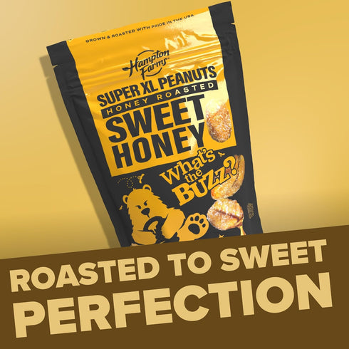 40 oz 2-Pack Hampton Farms - Super Extra-Large Sweet Honey Roasted Peanuts Resealable Bag - Crunchy Glazed Snack