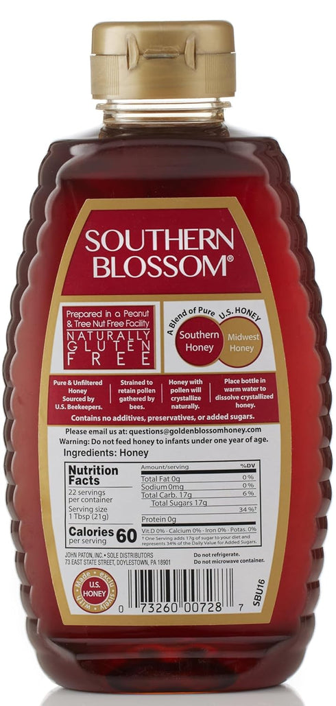 Golden Blossom 32 oz Southern Blossom Pure & Unfiltered Premium Pure U.S. Honey