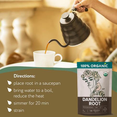 (16 oz.) Dandelion Root Tea Loose Organic Dandelion Root Herb - Te de Diente de Leon Organico Natural - Liver Cleanse