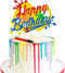Happy Birthday Cake Decoration, Glitter Art Brush Palette Themed for Girl Boy Kids Birthday Party (Double Sided)