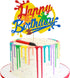 Happy Birthday Cake Decoration, Glitter Art Brush Palette Themed for Girl Boy Kids Birthday Party (Double Sided)