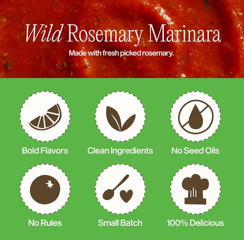 12 (25oz 2-Pack) Sauz Wild Rosemary Marinara Sauce | Clean Ingredients, No Seed Oils, Gluten-Free | Fresh & Earthy