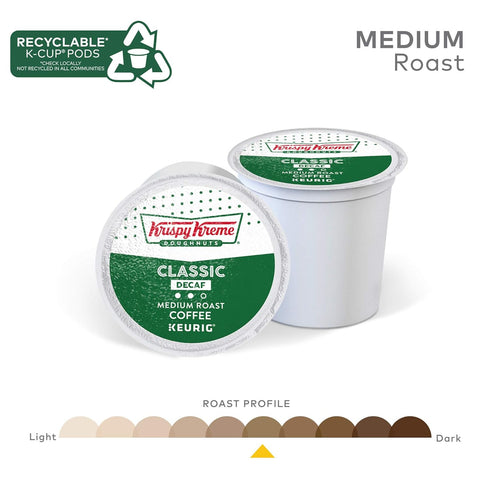 72 Count Krispy Kreme Classic Decaf, Single-Serve Keurig K-Cup Pods, Medium Roast Coffee Pods