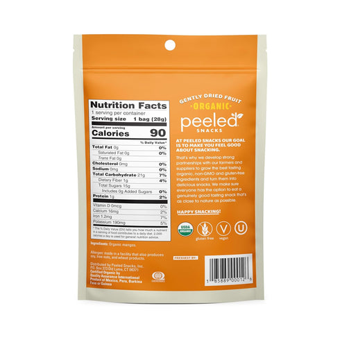 1 Oz (Pack 24) Peeled Snacks Organic Dried Fruit Healthy, Vegan Snacks for On-the-Go Lunch and More Mango