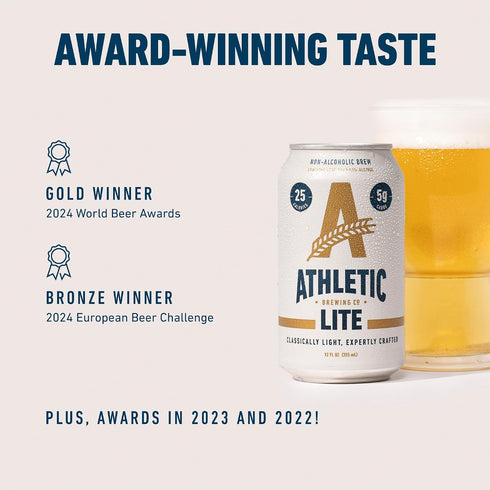12 Pack, 12 Oz Athletic Brewing Company Craft Non Alcoholic Beer, Low Carb Light Brew With Rice & Malt Body, Pair