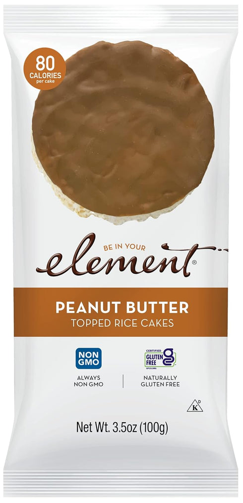 (Pack 8), Element Snacks - Peanut Butter Rice Cakes of All-Natural Rice, Healthy Snacks for Kids or Adults, Non GMO