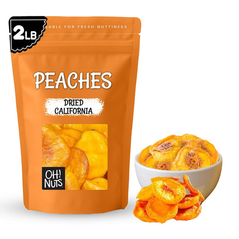 Oh! Nuts Dried Peaches California - 2 LB - Dried Fruit Slices