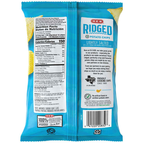 Generic 9 oz 2 HEB Ridged Potato Chips - Lightly Salted Bags