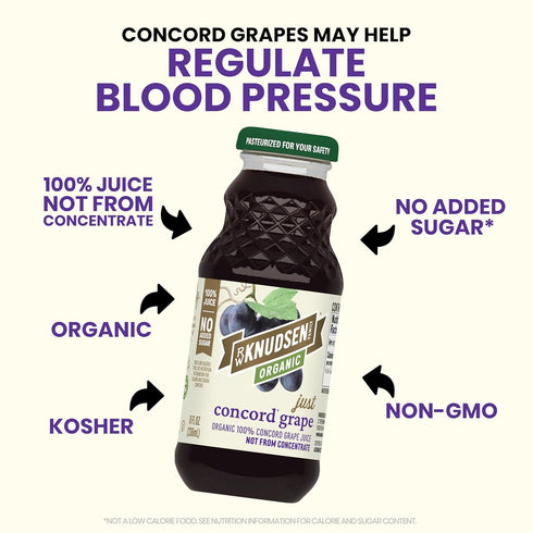 8 oz (12 Pack) R.W. Knudsen Organic Just Concord Grape Juice, fl