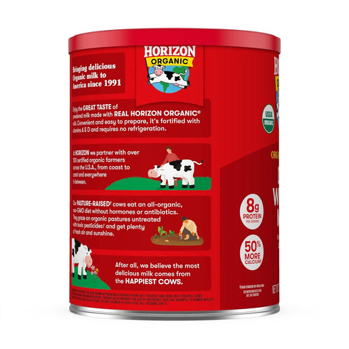 30.6 oz, Horizon Organic Instant Dry Whole Milk Powder, USDA Organic, Non-GMO, Shelf Stable, Great for Baking, Cooking