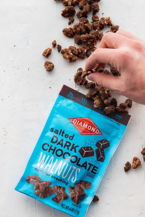 4 oz. (4 Pack) Diamond of California Salted Dark Chocolate Walnut Snack Nuts
