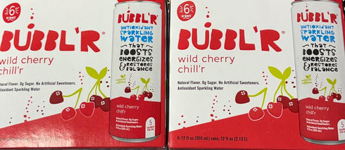 Generic Bubblr Wild Cherry Chillr Antioxidant Sparkling Water -2 Cases, 12 Cans