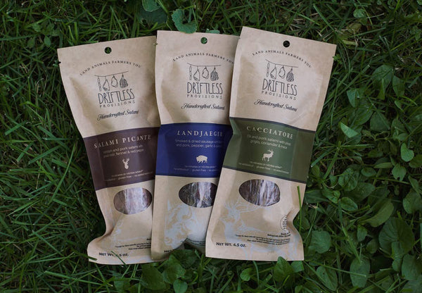 Driftless Provisions Salami, The Exotic Trio (3, 4-4.5 oz Nitrate Free Varieties)