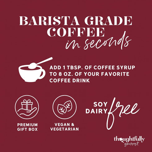 Set, 4 2 1 Set 7 Thoughtfully Gourmet, Coffee Bar Gift Includes Delicious Syrups, Flavored Sugars and Cocoa Powder