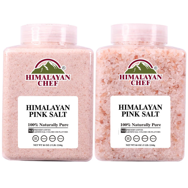 Himalayan Chef Pink salt, Coarse Grain and Fine Grain, plastic jar- 5