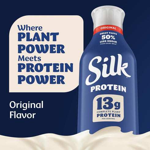 13g 48 oz Silk Protein Complete Plant Protein Milk, Original, Dairy Free, Lactose Free Plant Based Milk with Protein