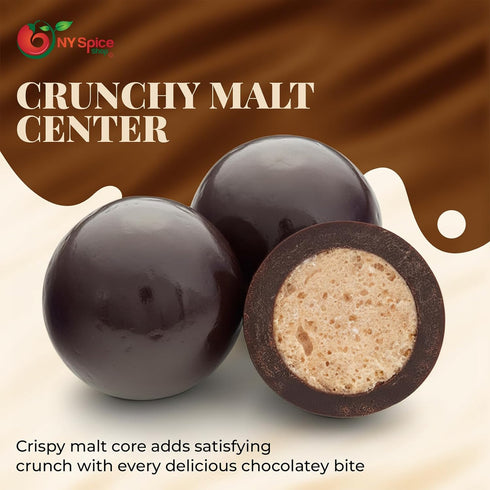 3 NY Spice Shop Dark Chocolate Espresso Malt Balls - Pound Holiday Chocolate Espresso Candy - Festive Chocolates Malted
