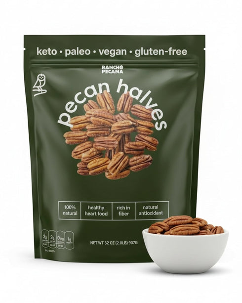 RANCHO PECANA - Natural Pecan Halves, 2 LB, Grain Free, Gluten Free,