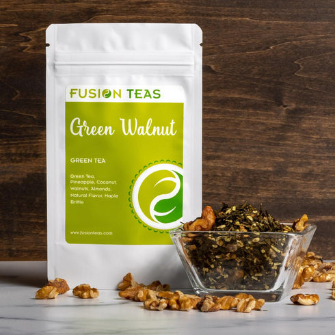 Green Walnut Green Tea with Pineapple, Coconut, Almonds & Maple - Gourmet Loose Leaf Sencha Tea, 4 Oz. Pouch