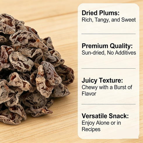 4OZ Salty Sweet Sour Dried Preserved Plums Seedless Dried Plum Meat Snack Made from Fresh Plums, Soft Plum Meat