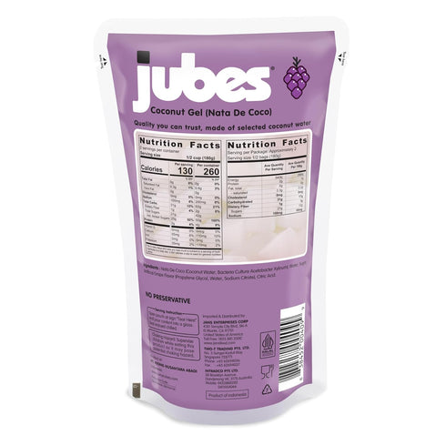(12.7 oz, Pack 6) Jubes Grape Nata De Coco Jelly Cubes of - Grape Coconut Jelly Cubes for Sago - Coconut Gel in Syrup