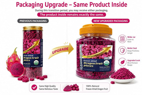 WildSap Emeralds 7.7oz (218g) 100% Freeze Dried Red Dragon Fruit Dices - Value Size Jar, Red Pitaya, No Sugar Added
