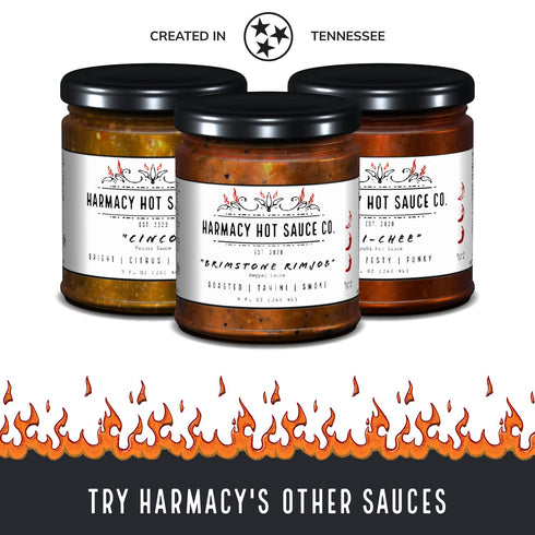 HARMACY HOT SAUCE 9oz, Totec's Tears - Gourmet Chili & Grilled Plum Pepper Sauce by Co, with Sweet Heat and Smoky