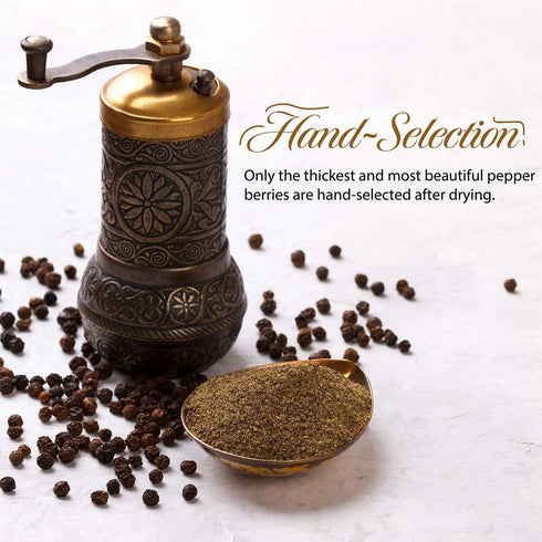 Packed 5015 (1Lb-Black The Spice Lab Black Tellicherry Peppercorns for Grinder in the USA - Steam Sterilized Kosher