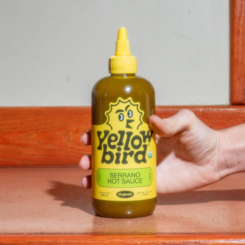 Yellowbird Organic Serrano Hot Sauce, 19.6 oz Tabletop Size (Kinda Hot | 1 Bottle | Made in Texas)