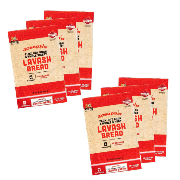 Joseph's Lavash Bread Value 6-Pack, Flax Oat Bran and Whole Wheat, Reduced