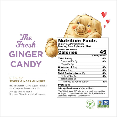 Gummies Gummies 1 lb (16oz) Pack 2 GIN GINS Sweet Ginger Natural Fresh Ginger Candy by The Ginger People Sweet Ginger