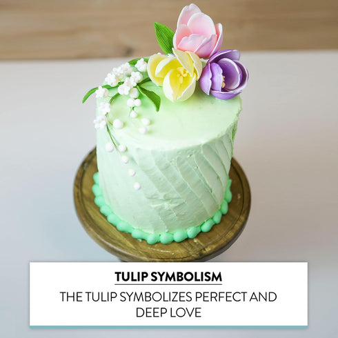 6 Count Global Sugar Art Tulip Sugar Cake Flowers, Yellow, Pink, Purple, by Chef Alan Tetreault