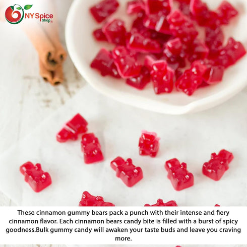 3 Gummy Gummies NY Spice Shop Cinnamon Bears Candy - Pound Hot and Spicy Cinnamon Bears - Chewy Candy Snacking, Gifting