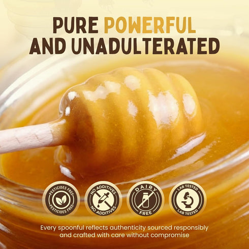 DOSE OF NATURE Pack Immunity 50 Raw Honey with Bee Bread | Small Batch, Unfiltered Superfood Honey for Energy & Stamina