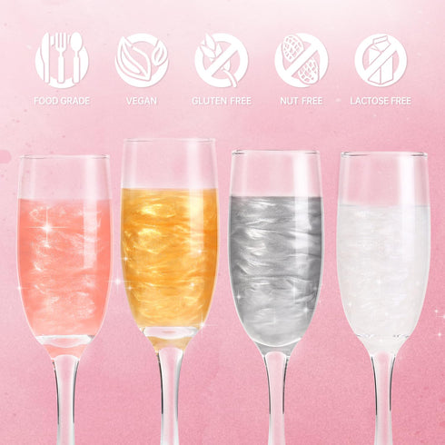 Luster Dust Edible Set, 4g Edible Glitter for Drinks and Cake Decorating, Shimmer Dust for Baking, Chocolates, Cupcakes