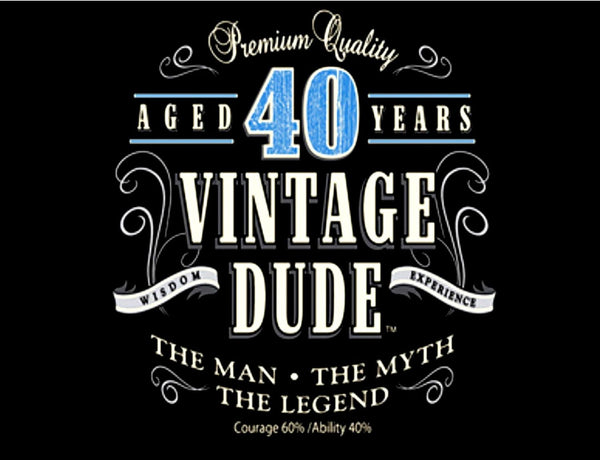 Vintage Dude 40th Birthday 1/4 Sheet Cake - Edible Cake or Cupcake Topper D20377