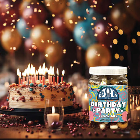 (Set 2, 8oz Germack - Birthday Party Snack Mix - Confetti Yogurt Pretzels, Yogurt Raisins, Dried Cranberries, Cashews