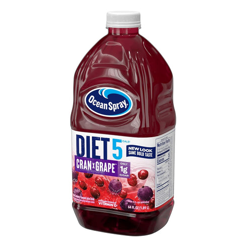 64 Oz (Pack 8) Ocean Spray Diet Cran-Grape Cranberry Grape Juice Drink, Fl Bottle